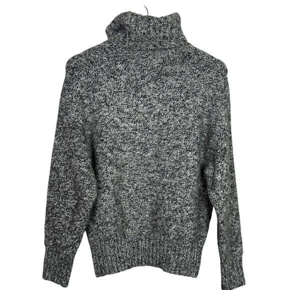 Zara Alpaca Wool Long Sleeve High Turtleneck Speckled Sweater Ribbed Hem S Grey - Picture 15 of 16